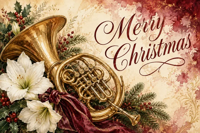 木の星とリネンのナチュラルなXmasのクリスマスメッセージカード