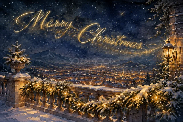ガラスドームの小さな冬の森のクリスマスメッセージカード