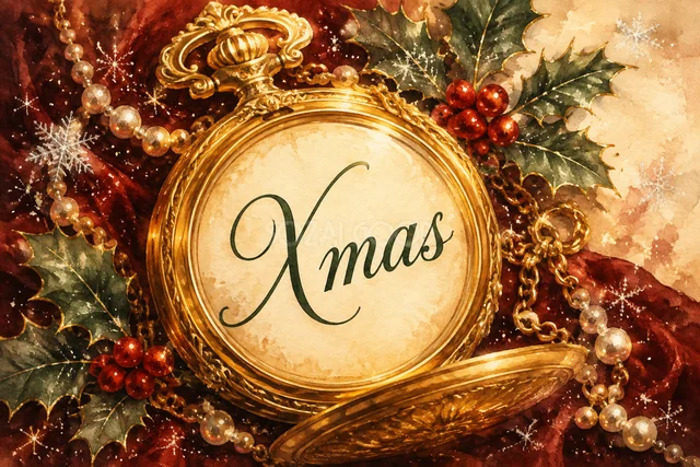 アイボリーレースと真珠の聖夜のクリスマスメッセージカード