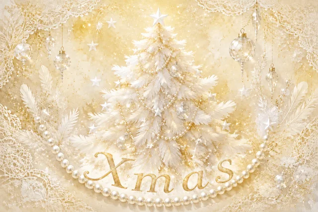 シャンデリアのような光のツリーのクリスマスメッセージカード