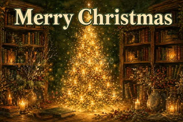 星座でできた青緑のツリーのクリスマスメッセージカード