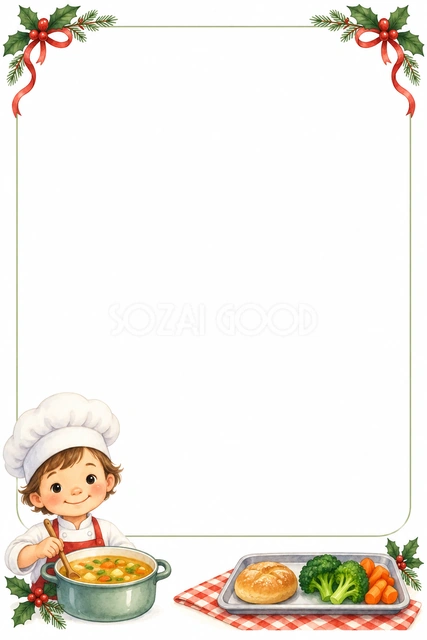 給食だより用クリスマスフレーム｜無料イラスト素材