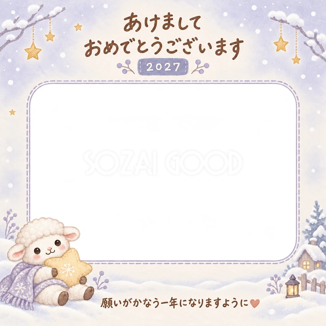 星のクッションを抱いた羊が、ひざ掛けに包まれてひと休みしています