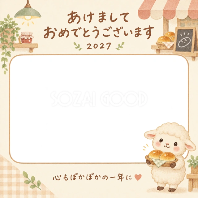 羊が焼き色のついた小さなパンをかごに入れて持っています