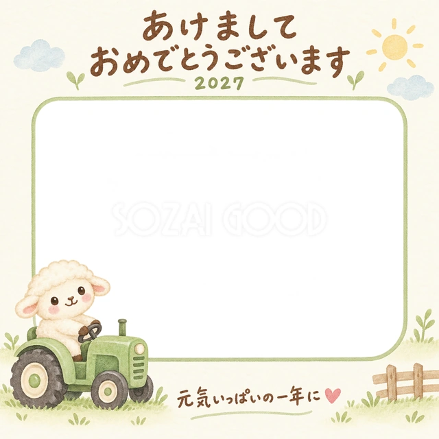 羊が緑色の小さなトラクターに乗っています