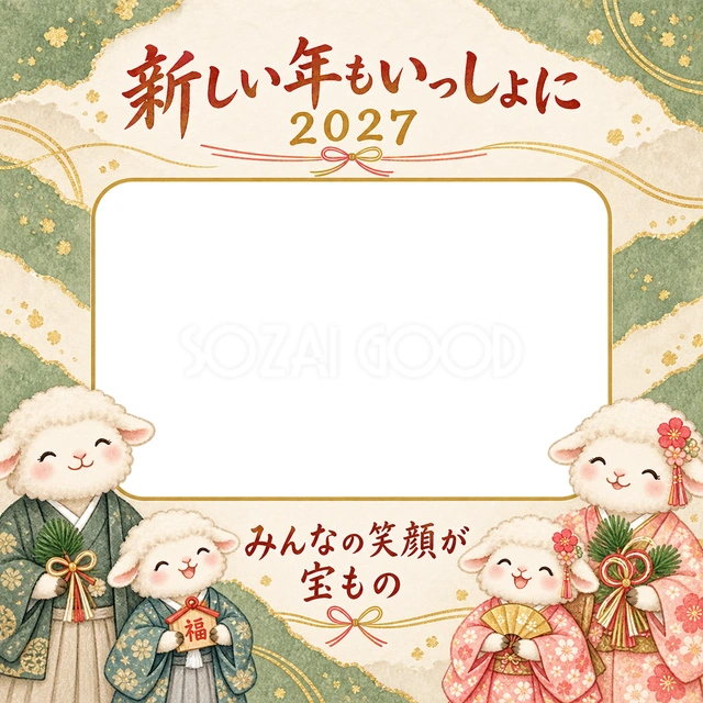 若草色とクリーム色の和紙を重ねたような背景です