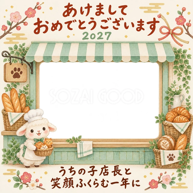 焼きたてパンのお店の水彩イラスト