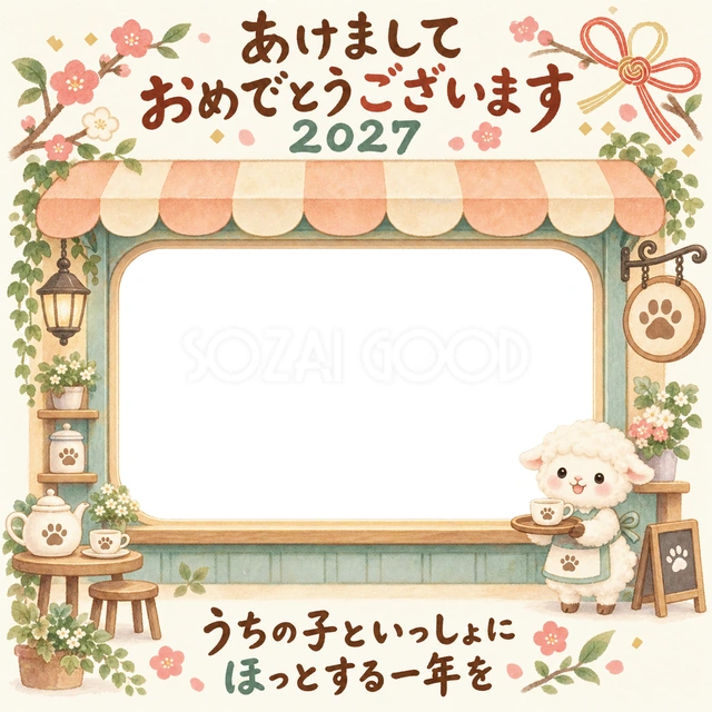 ひだまりのカフェの水彩イラスト