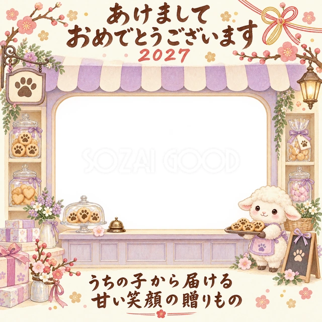 クッキーとお菓子のお店の水彩イラスト