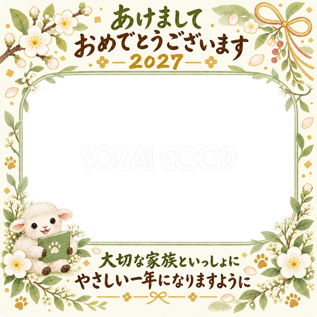 草花の家族アルバムの水彩イラスト