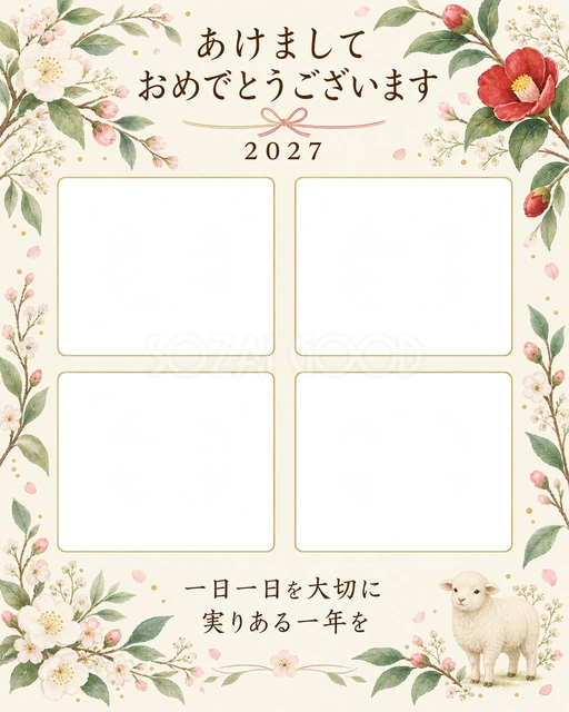 草花と四季の写真の無料イラスト