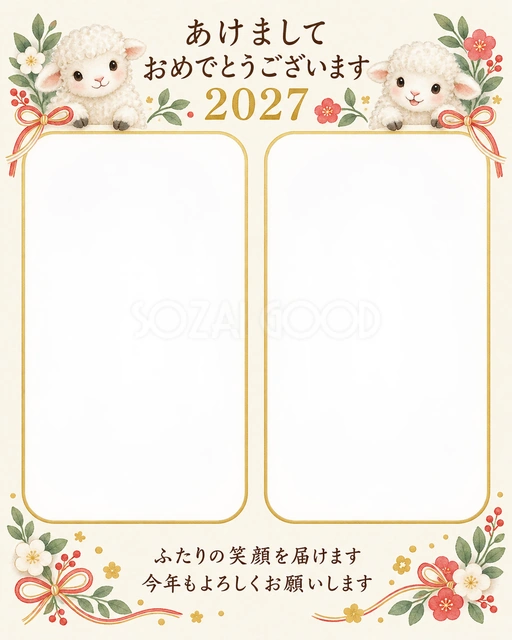 ふたつの結び目の無料年賀状イラスト