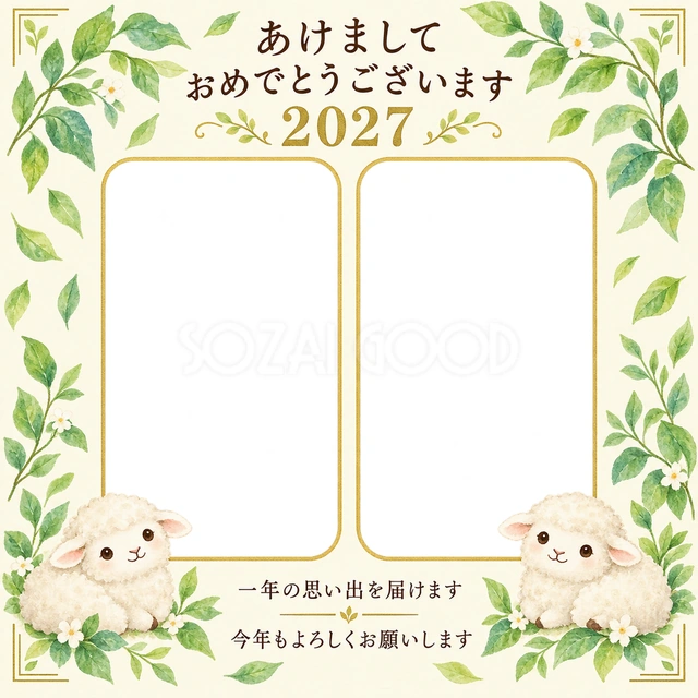 夏の葉のアルバムの無料年賀状イラスト