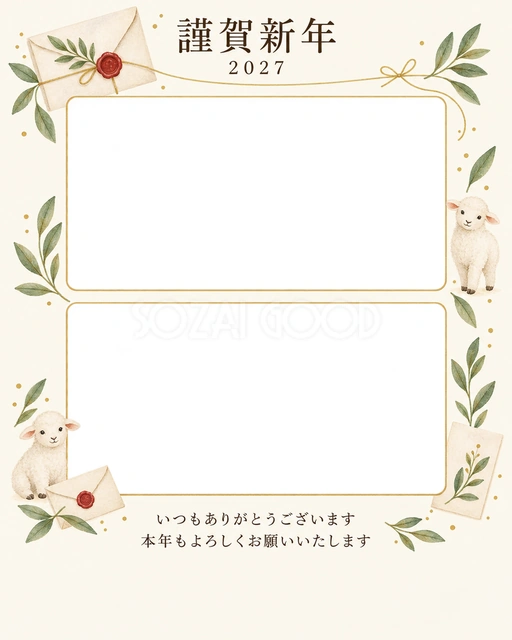 写真をすっきり・手紙の無料年賀状イラスト