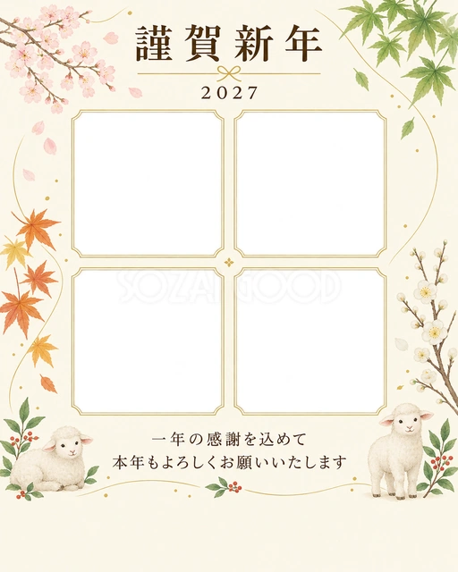 写真をすっきり・写真アルバムの無料年賀状イラスト