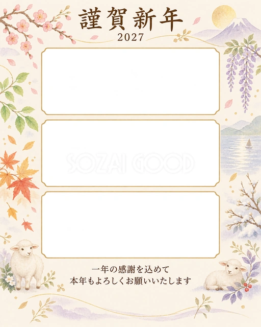 光のご挨拶・写真アルバムの無料年賀状イラスト