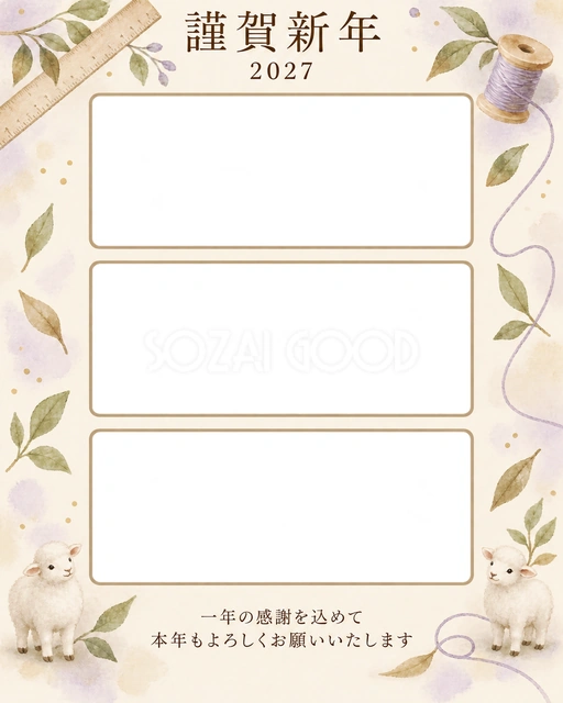 光のご挨拶・定規の無料年賀状イラスト