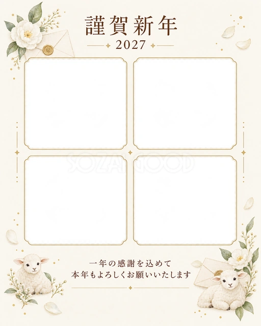 写真をすっきり・手紙の無料年賀状イラスト