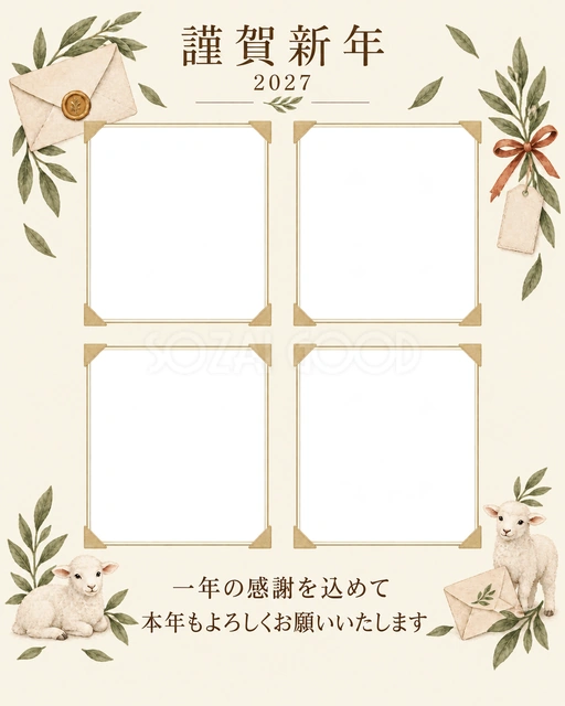 写真をすっきり・手紙の無料年賀状イラスト