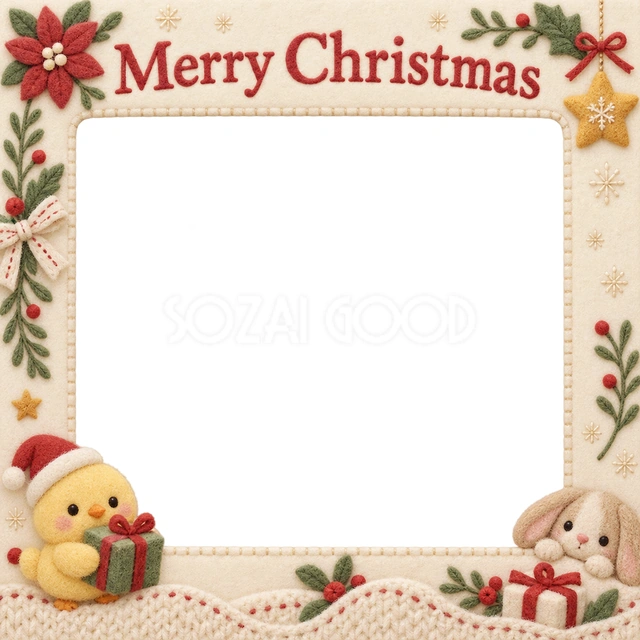 ひよこと贈り物のクリスマスイラスト