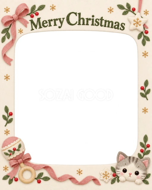 ラトルとリボンのクリスマスイラスト