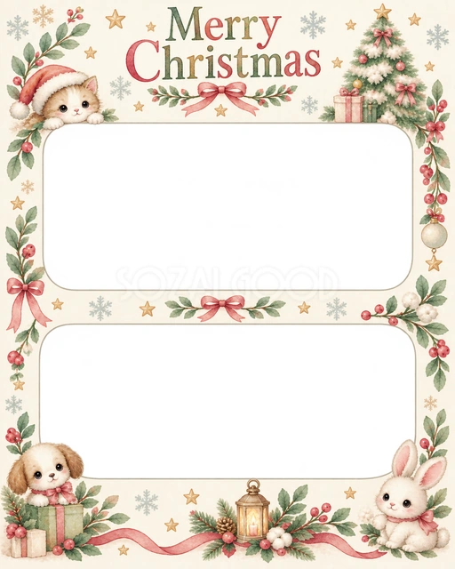 ふわふわのツリーのクリスマスイラスト