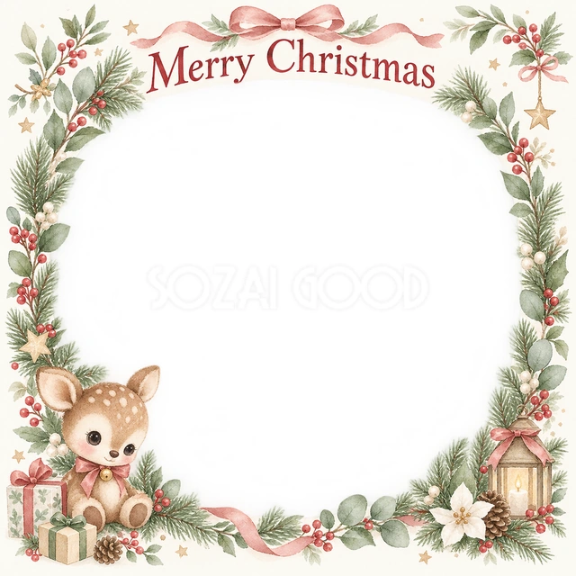 子鹿のぬいぐるみのクリスマスイラスト