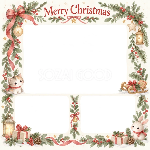 おもちゃのそりのクリスマスイラスト