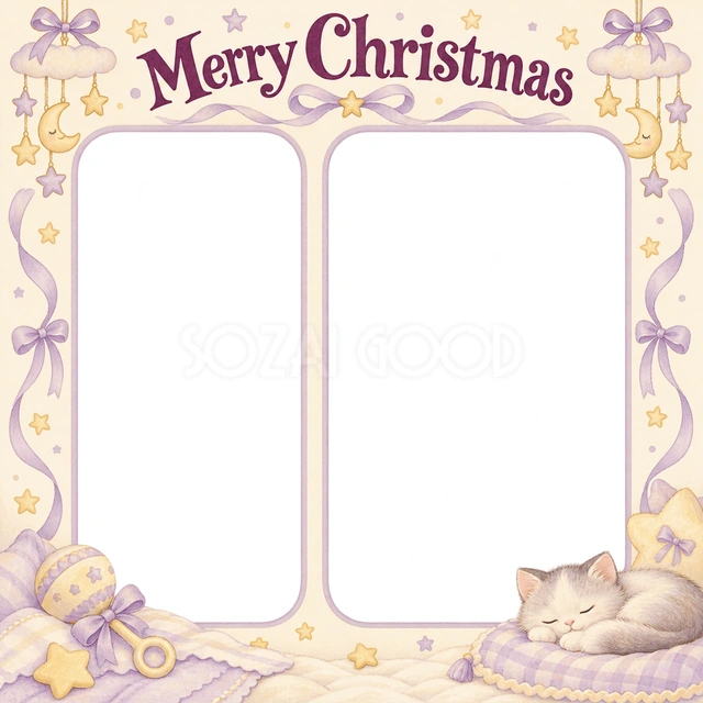 ラトルとリボンのクリスマスイラスト