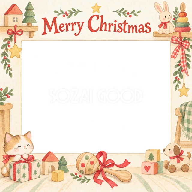 ラトルとリボンのクリスマスイラスト