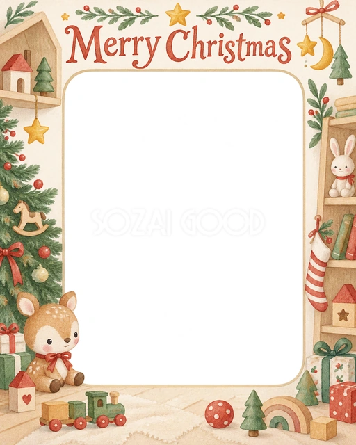 子鹿のぬいぐるみのクリスマスイラスト