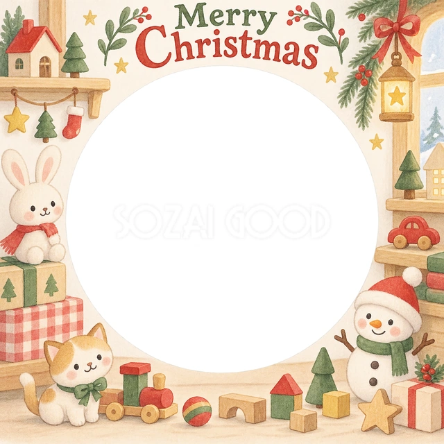 ゆきだるまのおもちゃのクリスマスイラスト