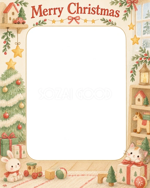 ふわふわのツリーのクリスマスイラスト