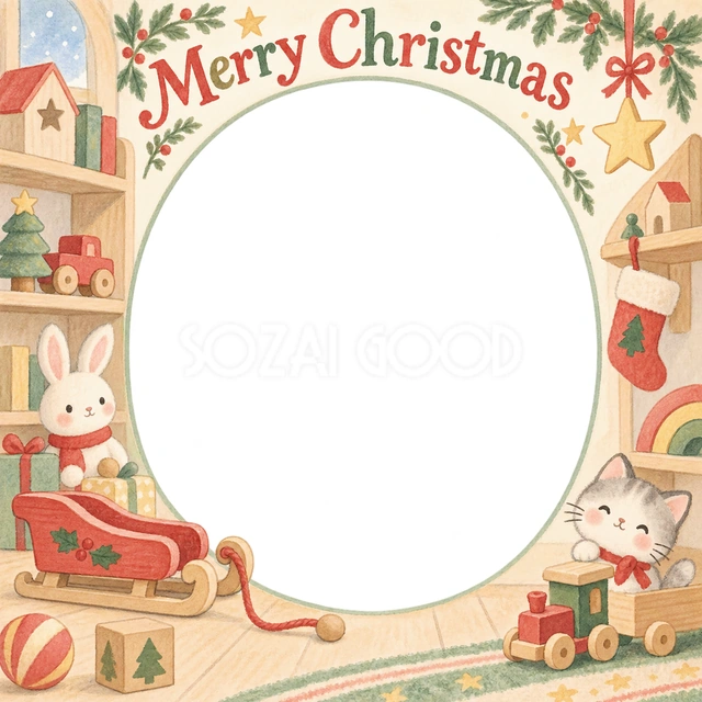 おもちゃのそりのクリスマスイラスト