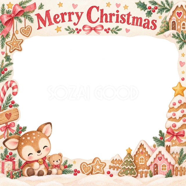 子鹿のぬいぐるみのクリスマスイラスト