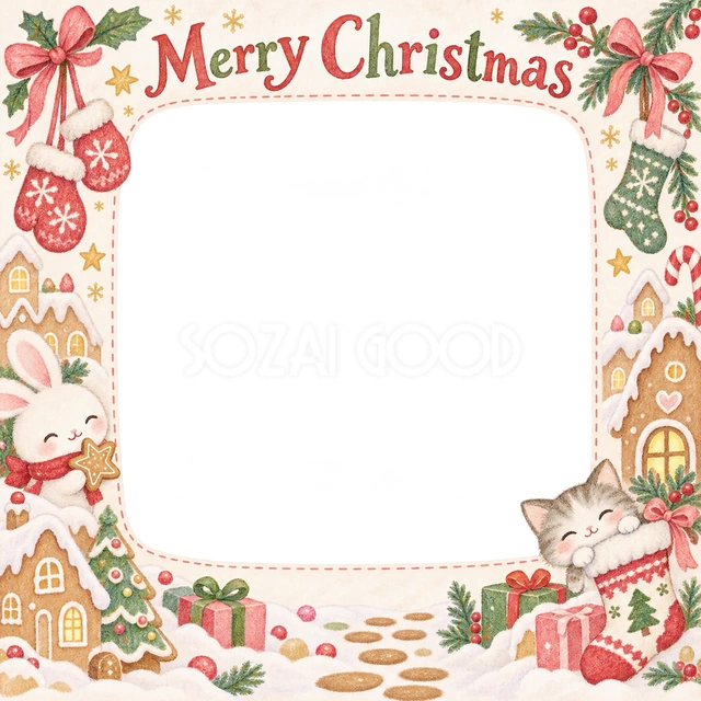 ミトンとくつしたのクリスマスイラスト