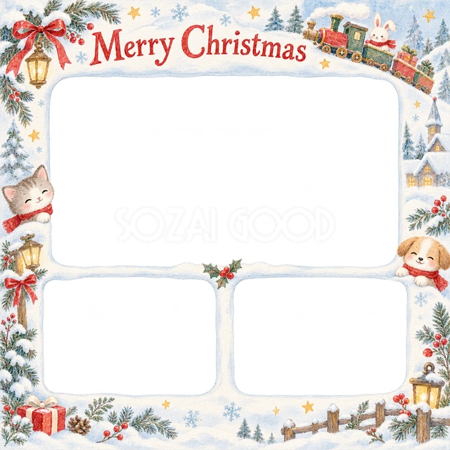 小さな汽車のクリスマスイラスト