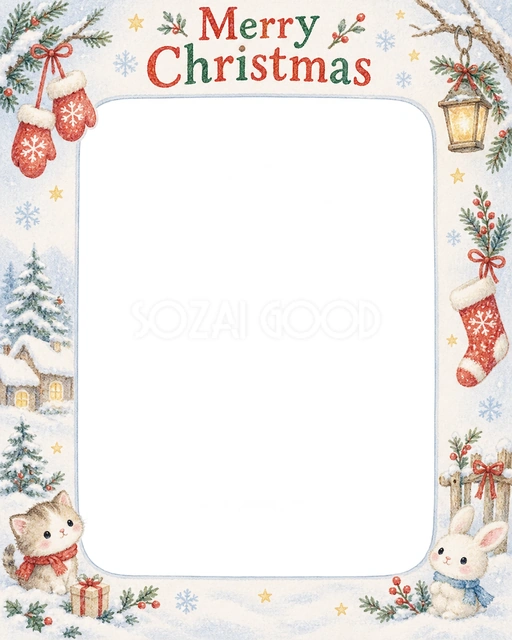 ミトンとくつしたのクリスマスイラスト