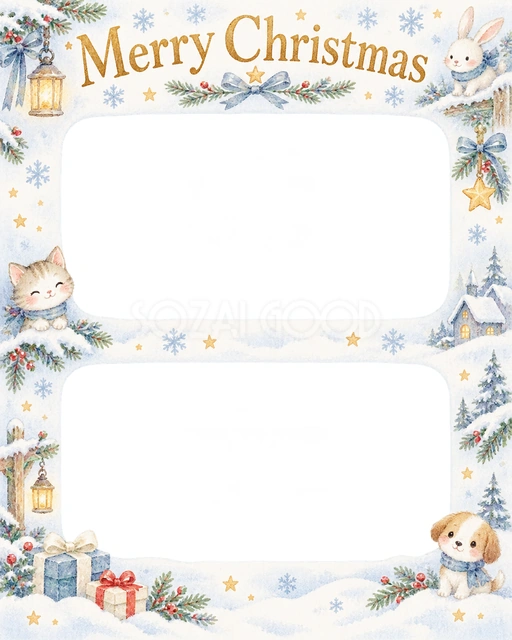 ふわふわのツリーのクリスマスイラスト