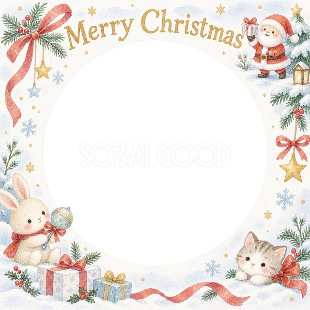 ラトルとリボンのクリスマスイラスト
