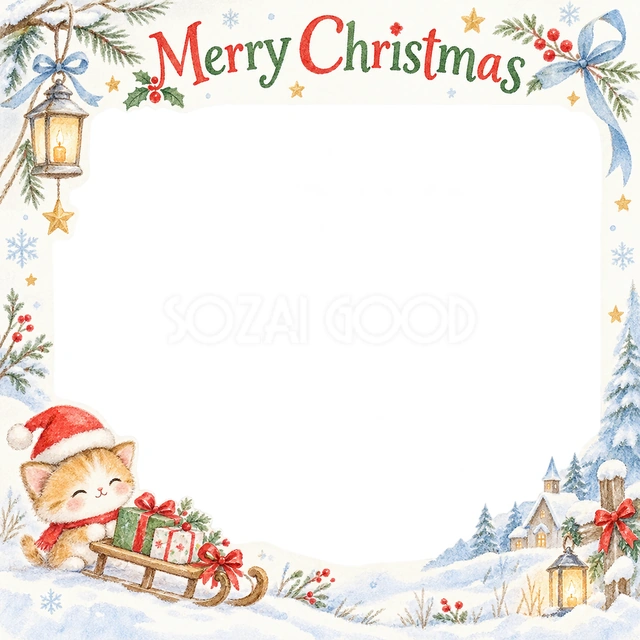 おもちゃのそりのクリスマスイラスト