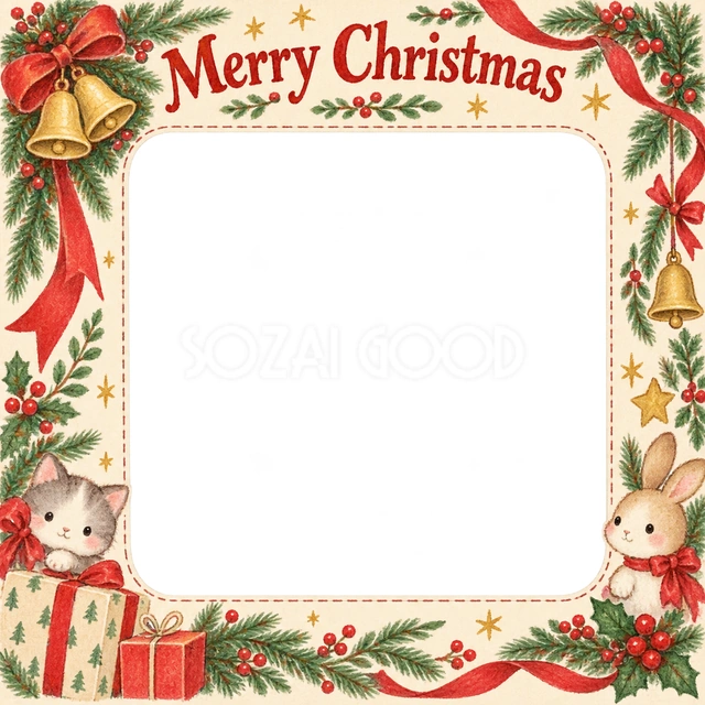 リースとベルのクリスマスイラスト
