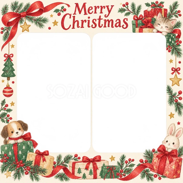 贈り物の山のクリスマスイラスト