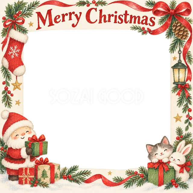くつしたの飾りのクリスマスイラスト