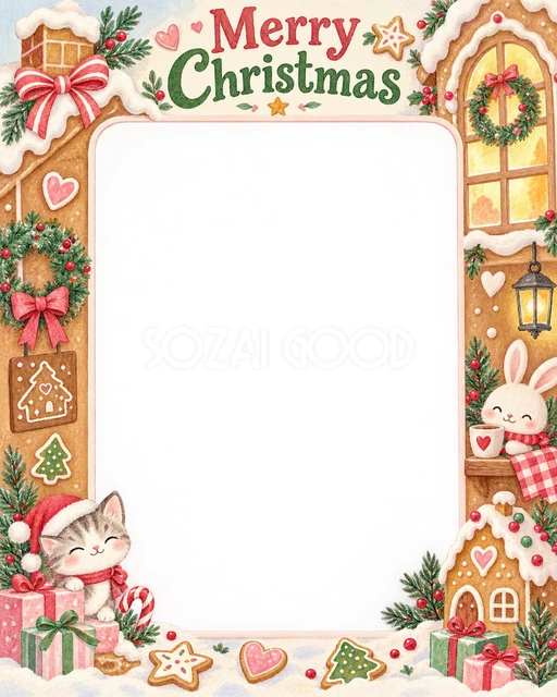暖かな窓辺のクリスマスイラスト