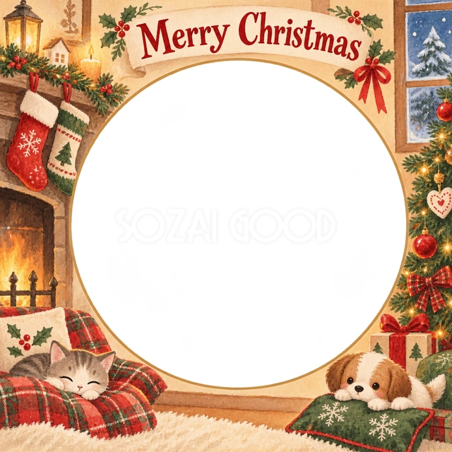 くつしたの飾りのクリスマスイラスト