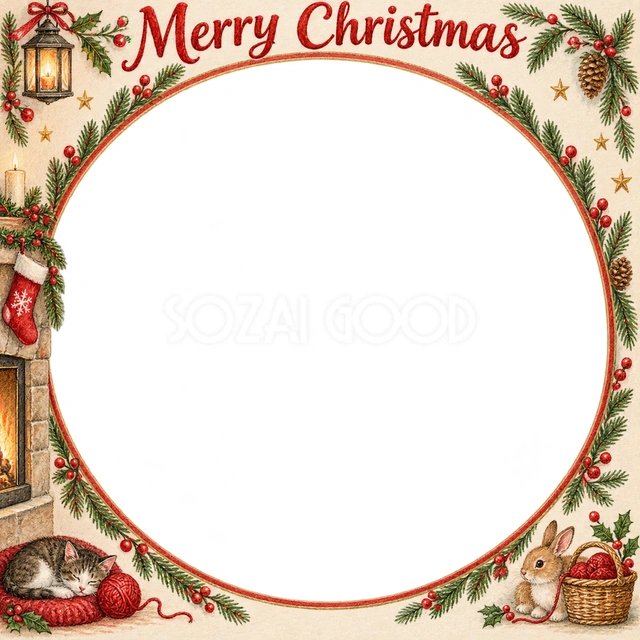 ランタンと毛糸のクリスマスイラスト