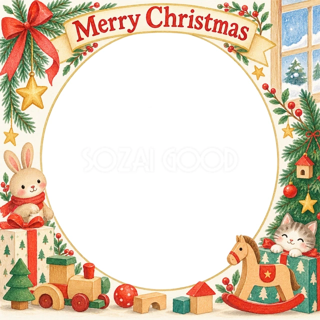 木のおもちゃのクリスマスイラスト