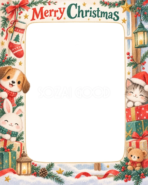 くつしたの飾りのクリスマスイラスト