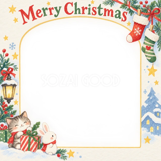 くつしたの飾りのクリスマスイラスト